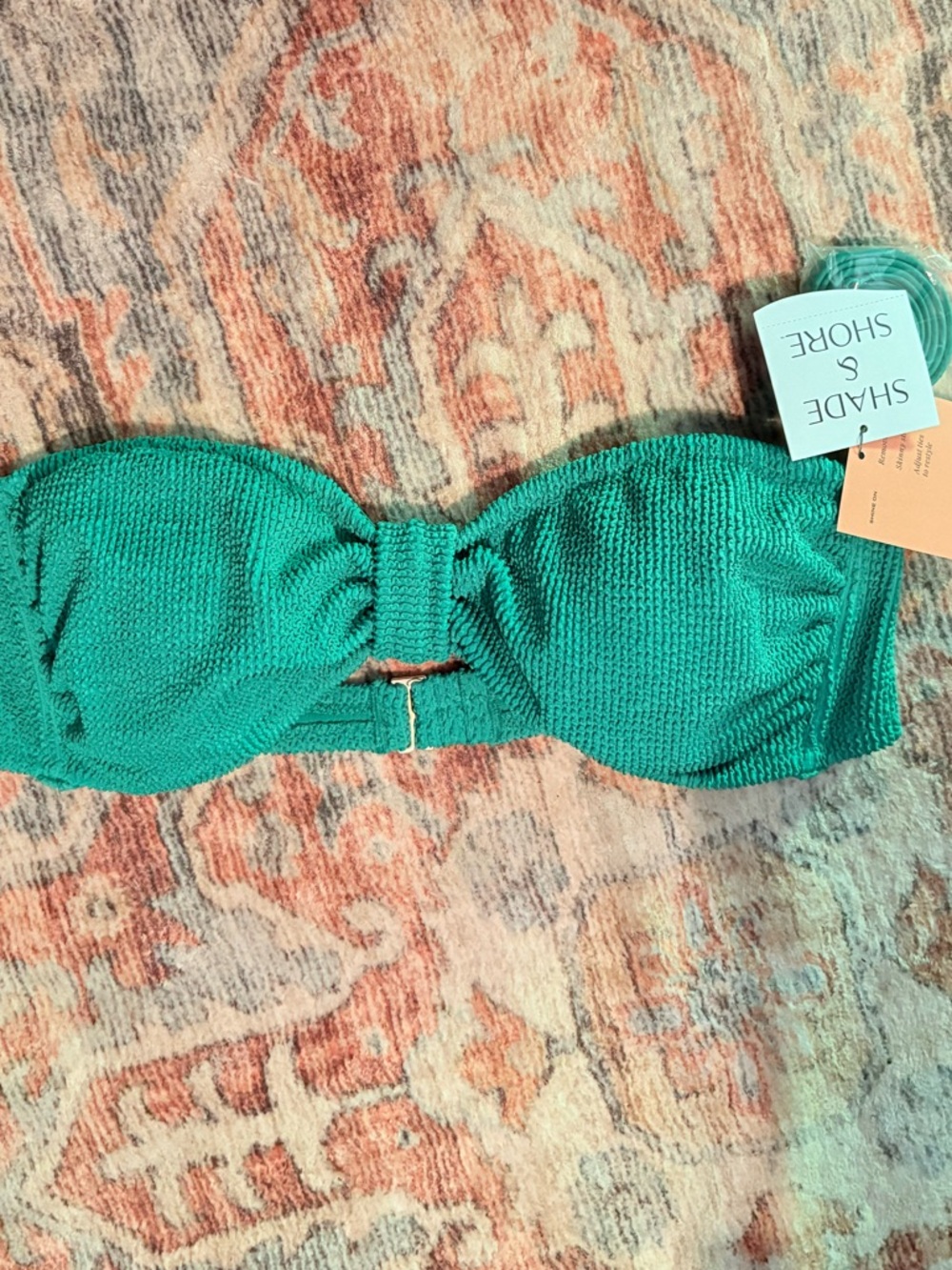Shade & Shore Teal Crochet Bandeau Swim Top